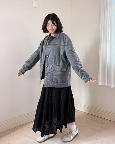 帥氣刷色牛仔夾克-灰3