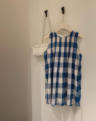 日和格紋無袖上衣-藍6