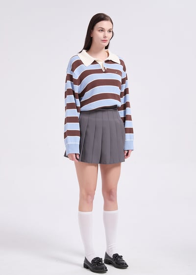 witharch條紋polo上衣-藍3