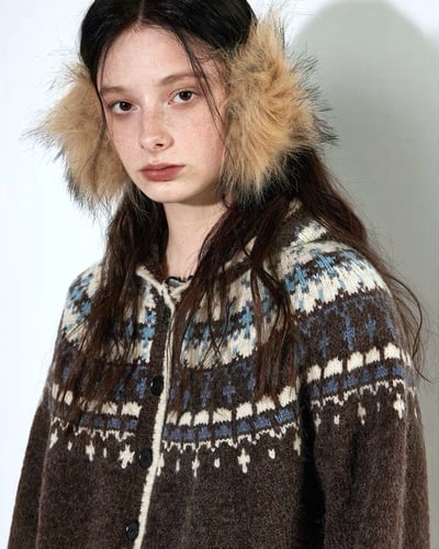 費爾島細緻連帽外套-咖1