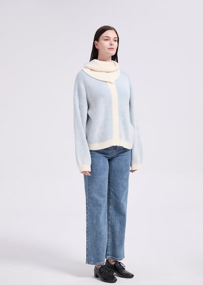 witharch圍巾雙色上衣-藍7