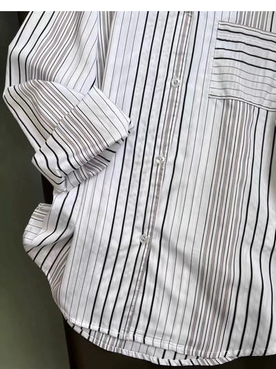 設計感條紋古巴襯衫3