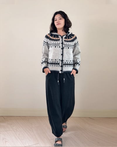 費爾島細緻連帽外套-灰3