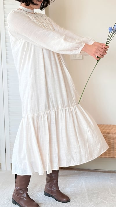 極致棉麻花朵洋裝4