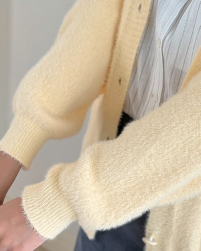 清新淡黃開襟外套-黃4