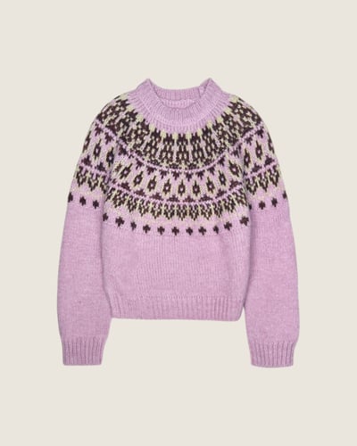 費爾島緹花毛衣-粉1