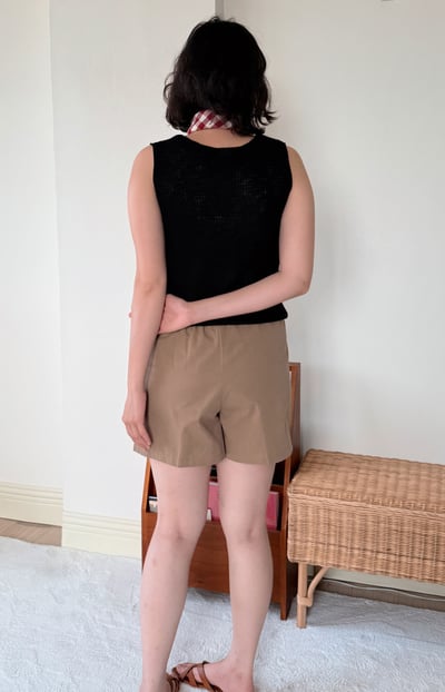 棉質鬆緊短褲-咖4