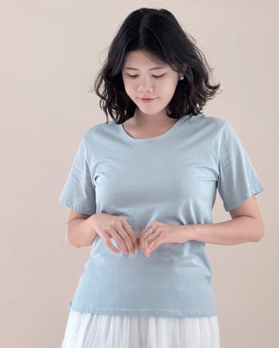 親膚手感後縫Tee-藍1