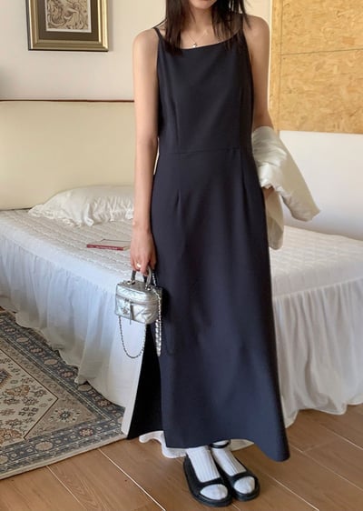抗皺剪裁無袖洋裝2