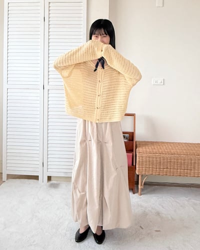 witharch法式前後穿扣衫-淡黃2