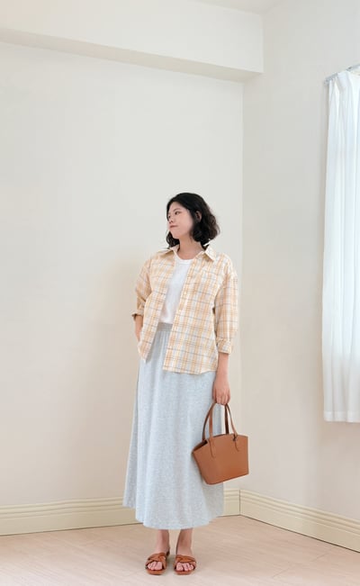 日和格紋防曬襯衫-橘5