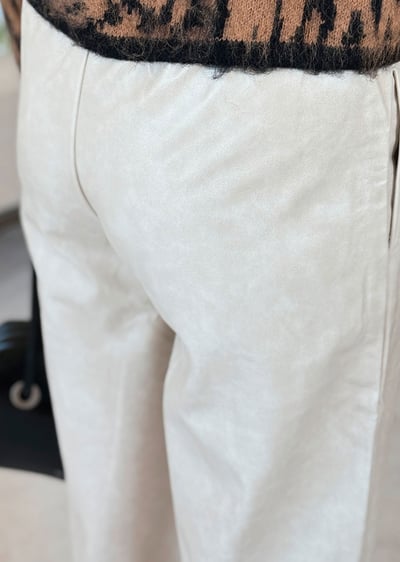 鞣紋皮革鬆緊萬能褲7