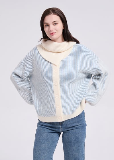 witharch圍巾雙色上衣-藍4