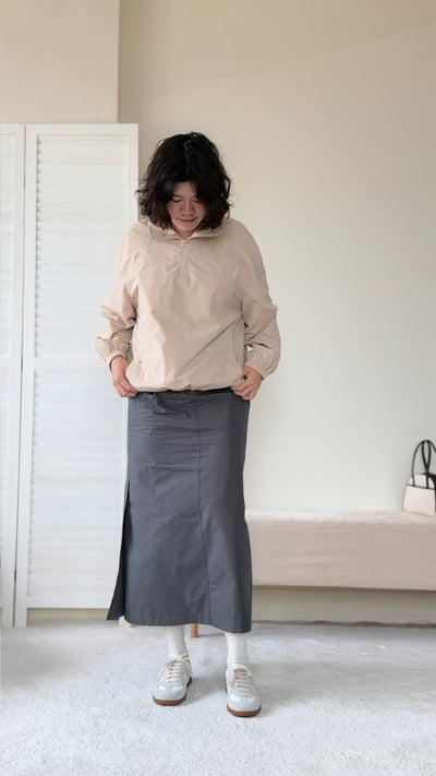 韓國純棉側開衩長裙3