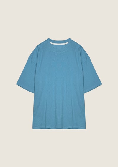 純棉極簡寬鬆tee-藍1
