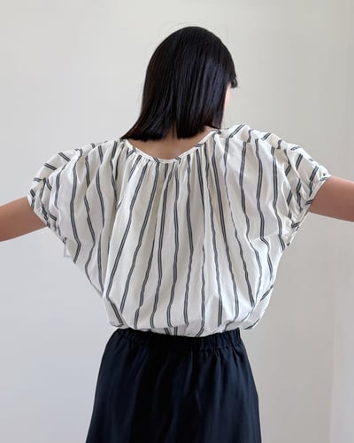 天絲復古條紋短衫5