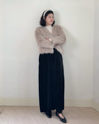 絲絨抽繩萬能褲-黑3