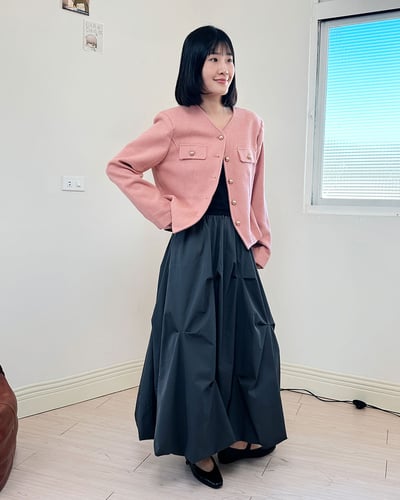 金扣花呢西外-桃粉2