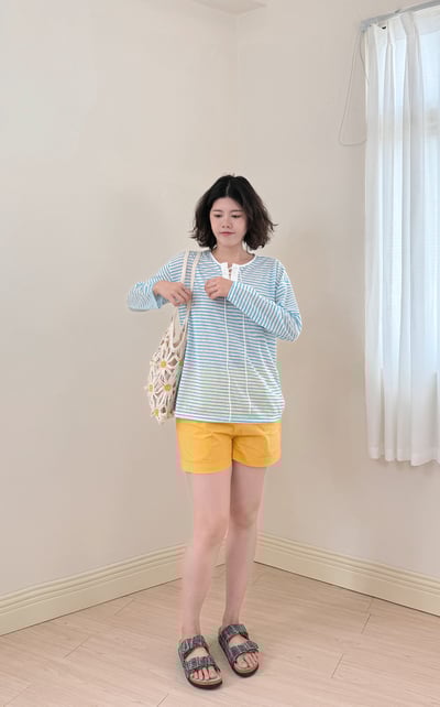 亮眼時髦萬能短褲-黃4