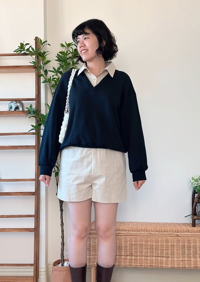 法式假兩件大學tee3