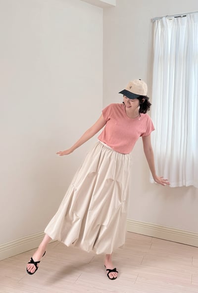 天絲亞麻U領Tee-粉8