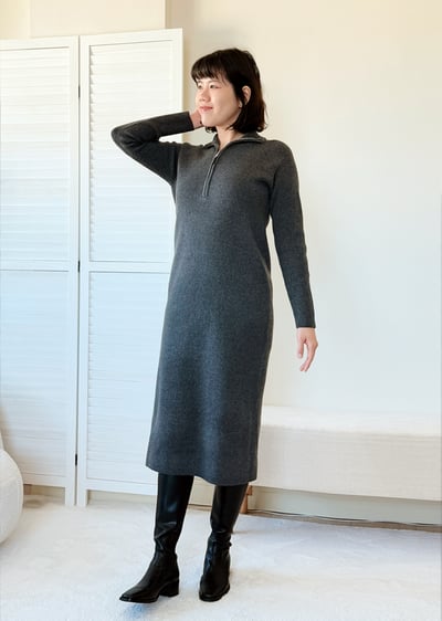 拉鍊翻領針織洋裝6