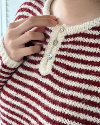 霧絨條紋毛衣-紅3