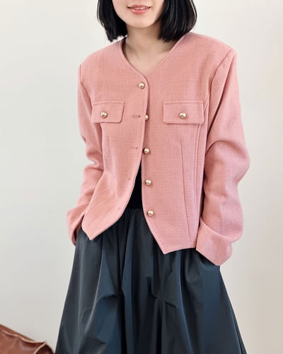 金扣花呢西外-桃粉3