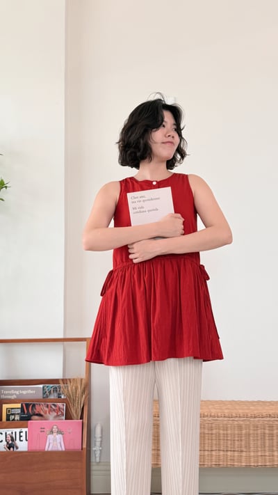 壓褶鬆緊萬能褲-杏5