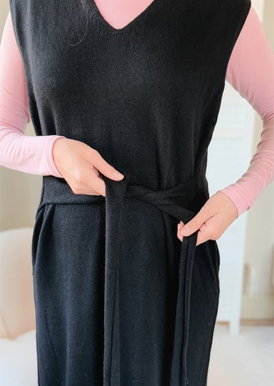 V領綁帶針織洋裝4