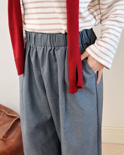 質感鬆緊腰西褲-灰4