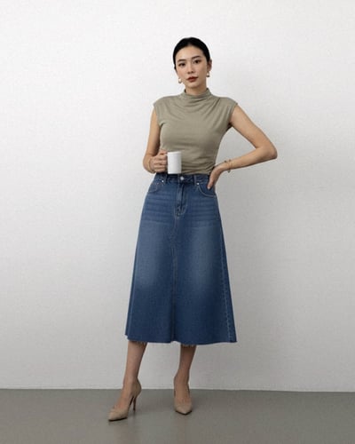 小立領法式袖上衣-灰杏2