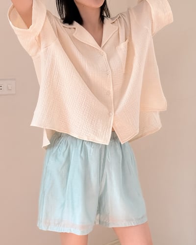 清透天絲鬆緊短褲-綠2