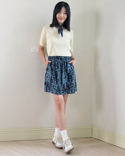 時髦豹紋鬆緊裙2