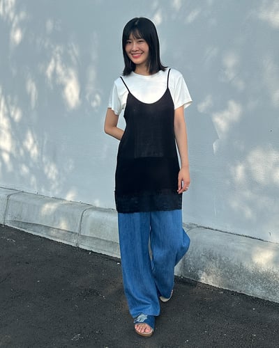 輕盈牛仔鬆緊褲-深藍4