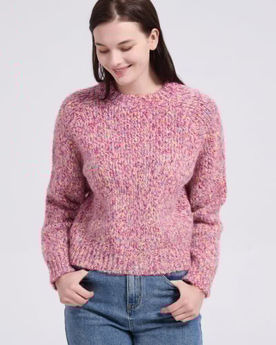 彩點輕絨毛衣-粉1