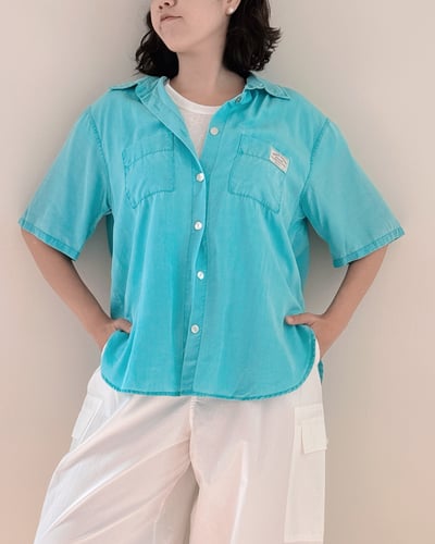 清爽藍色短袖襯衫5