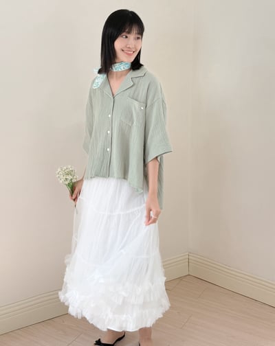 witharch-法式古巴襯衫-綠6