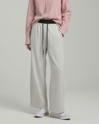 顯瘦鬆緊彎刀褲-花灰1