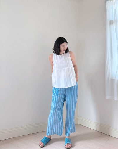 法式剪裁無袖上衣-杏2