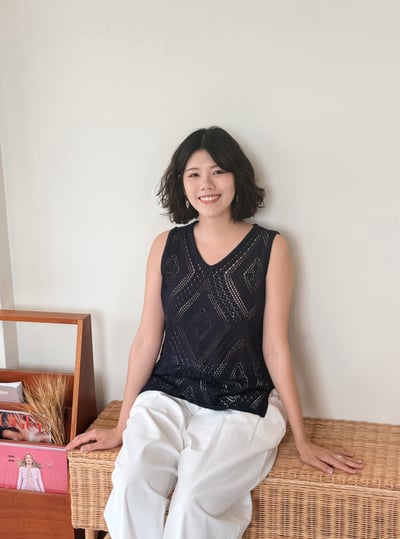 復古菱格針織上衣-藏青6