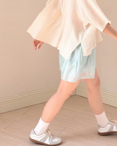 清透天絲鬆緊短褲-綠4