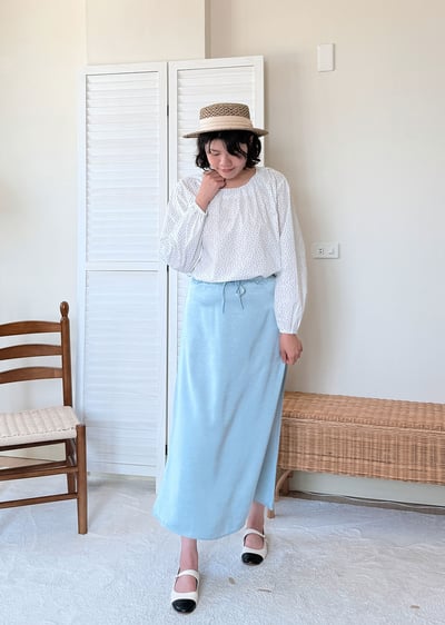 法式波點綁帶上衣6