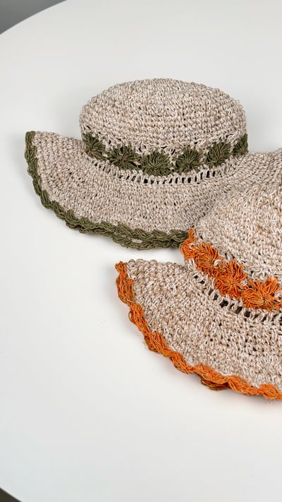 尼泊爾手工棉麻帽-綠5