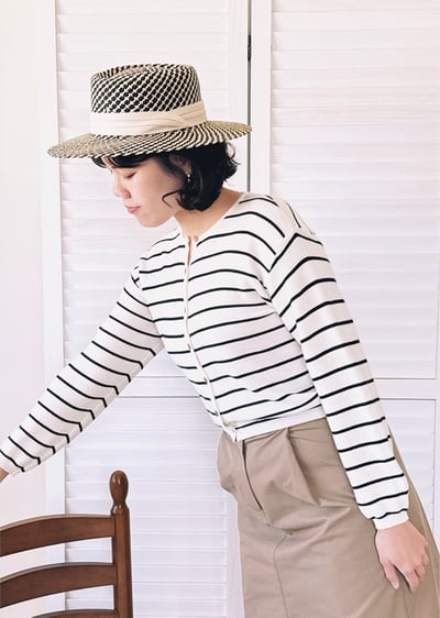 法式黑白極簡草帽2