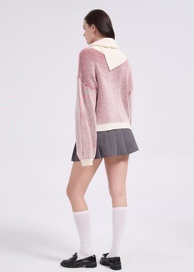 witharch圍巾雙色上衣-紅6