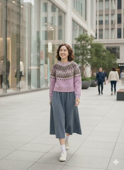 費爾島緹花毛衣-粉2