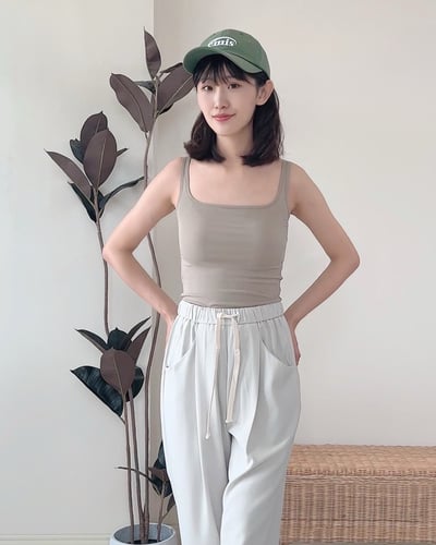 方領天絲bra top-卡其4