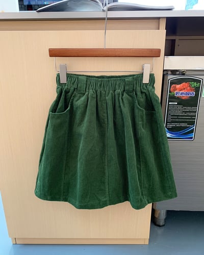 燈心絨萬能短裙-綠3