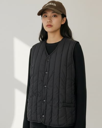 2way壓線口袋背心-黑1